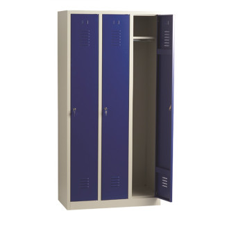 Vestiaire métallique triple, dimensions : h 180 x l 90 x p 50 cm