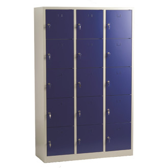 Vestiaire collectif 15 cases composé de 5 cases superposées
