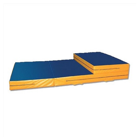 Matelas Pliant portefeuille, Housse grain cuir bleu m2, Fond antidérapant m2